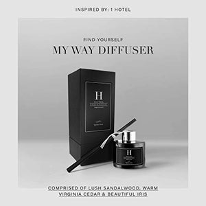 Hotel Collection - My Way - Reed Diffuser Set - Luxury Aromatherapy Diffuser - Leather, Cardamom, Lemon, Sandalwood, Cedar, Cinnamon & Iris - Essential Oil Diffusers - Shelf Decor - 100mL/3.5 FL oz