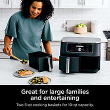 Ninja DZ401 Foodi 10 Quart 6-in-1 DualZone XL 2-Basket Air Fryer with 2 Independent Frying Baskets, Match Cook & Smart Finish to Roast, Broil, Dehydrate & More for Quick, Easy Family-Sized Meals, Grey