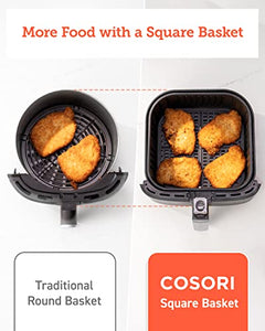 COSORI Pro Gen 2 Air Fryer 5.8QT, Upgraded Version with Stable Performance & Sleek New Look, 13 One Touch Functions, 100 Paper & 1100 Online Recipes, Dishwasher-Safe Detachable Square Basket, Black