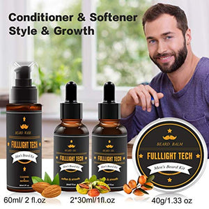 Beard Kit for Men Grooming & Care W/Beard Wash/Shampoo,2 Packs Beard Growth Oil,Beard Balm Leave-in Conditioner,Beard Comb,Beard Brush,Beard Scissor 100% Pure & Organic Beard Growth Kit