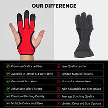 DMoose Archery Glove, Leather Gloves for Recurve & Compound Bow, Non-Slip Padded Tips for Grip Stability, Three Finger Protected Design Archery Finger tab, Archery Accessories for Men, Women & Youth