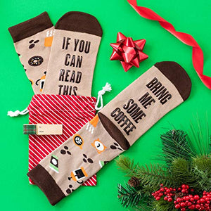 Lavley If You Can Read This, Bring Me... Funny Novelty Socks For Men and Women (US, Alpha, One Size, Regular, Regular, Coffee)