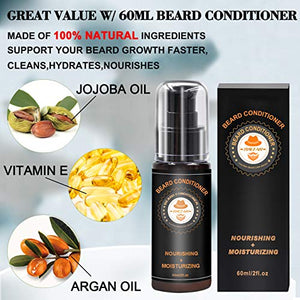 Upgraded Beard Grooming Kit w/Beard Conditioner,Beard Oil,Beard Balm,Beard Brush,Beard Shampoo/Wash,Beard Comb,Beard Scissors,Storage Bag,Beard E-Book,Beard Growth Care Gifts for Men (Pleasant)