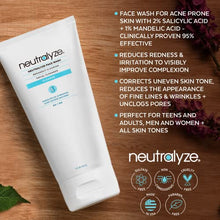 Neutralyze Acne Face Wash - Maximum Strength 2% Mandelic Acid & Salicylic Acid Face Cleanser - Medical Grade Face Wash for Acne Prone Skin - Acne Cleanser Face Wash for Women & Men (90+ Day Supply)