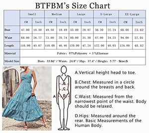 BTFBM Women Sleeveless V Neck Summer Maxi Dresses 2023 Print Backless Strap Tie Back Beach Party Pleated Long Boho Dress(Leopard Blue White, Large)