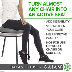 Gaiam Balance Disc Wobble Cushion Stability Core Trainer For Home Or Office Desk Chair and Kids Alternative Classroom Sensory Wiggle Seat - Black