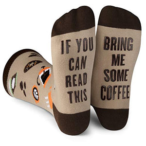 Lavley If You Can Read This, Bring Me... Funny Novelty Socks For Men and Women (US, Alpha, One Size, Regular, Regular, Coffee)