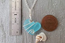 Yinahawaii Handmade Sea Glass Necklace, Hawaiian Jewelry For Women, Wire Heart Necklace Turquoise Bay Blue Necklace, Beach Jewelry Sea Glass Jewelry For Women Birthday Gift (December Birthstone)