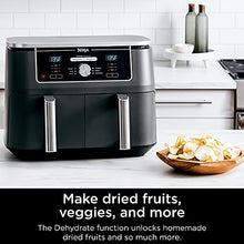 Ninja DZ401 Foodi 10 Quart 6-in-1 DualZone XL 2-Basket Air Fryer with 2 Independent Frying Baskets, Match Cook & Smart Finish to Roast, Broil, Dehydrate & More for Quick, Easy Family-Sized Meals, Grey