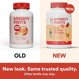 SmartyPants Kids Formula Daily Gummy Multivitamin: Vitamin C, D3, and Zinc for Immunity, Gluten Free, Omega 3 Fish Oil (DHA/EPA), Vitamin B6, Methyl B12, 120 Count (30 Day Supply)