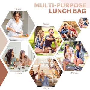 Lunch Bag for Women & Men Adult Insulated Lunch Box, Small Leakproof Cooler Food Lunch Containers Reusable High Capacity Lunch Tote Bags for Work, Travel, Outdoor (KHAKI)