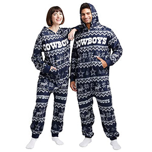 FOCO Dallas Cowboys NFL Ugly Pattern One Piece Pajamas - L