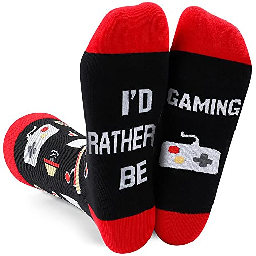 Gnpolo Funny Socks for Men Women I'D Rather Be Gaming Dress Casual Crew Fun Gift Novelty Sock