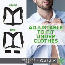 Gaiam Restore Posture Corrector for Women & Men, Back Straightener with Adjustable Breathable Mesh Padded Straps