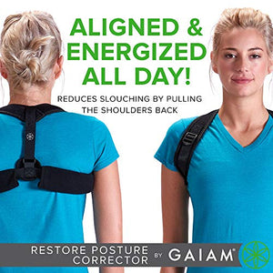 Gaiam Restore Posture Corrector for Women & Men, Back Straightener with Adjustable Breathable Mesh Padded Straps