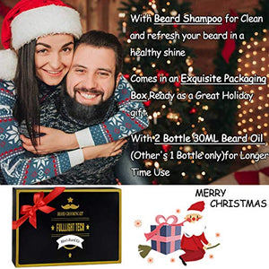 Beard Kit for Men Grooming & Care W/Beard Wash/Shampoo,2 Packs Beard Growth Oil,Beard Balm Leave-in Conditioner,Beard Comb,Beard Brush,Beard Scissor 100% Pure & Organic Beard Growth Kit