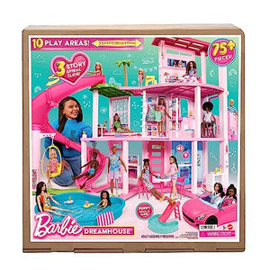 Barbie Dreamhouse 2023, Pool Party Doll House with 75+ Pieces and 3-Story Slide, Barbie House Playset, Pet Elevator and Puppy Play Areas