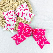 Breast Cancer Hair Ribbon for Girl Women Big Pink Ribbon Bow Elastic Hair Ties Women's Breast Cancer Hair Band Breast Cancer Awareness Hair Accessories Stretchy Hair Ropes Hair Loop Ponytail Holders for Thick Hair